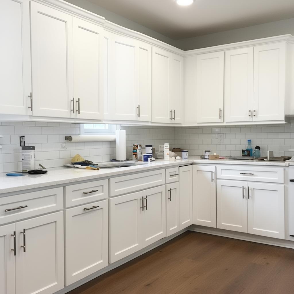 Kitchen cabinets after professional painting