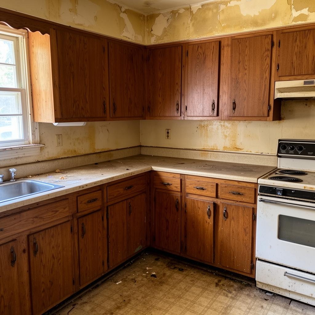 Kitchen cabinets before painting